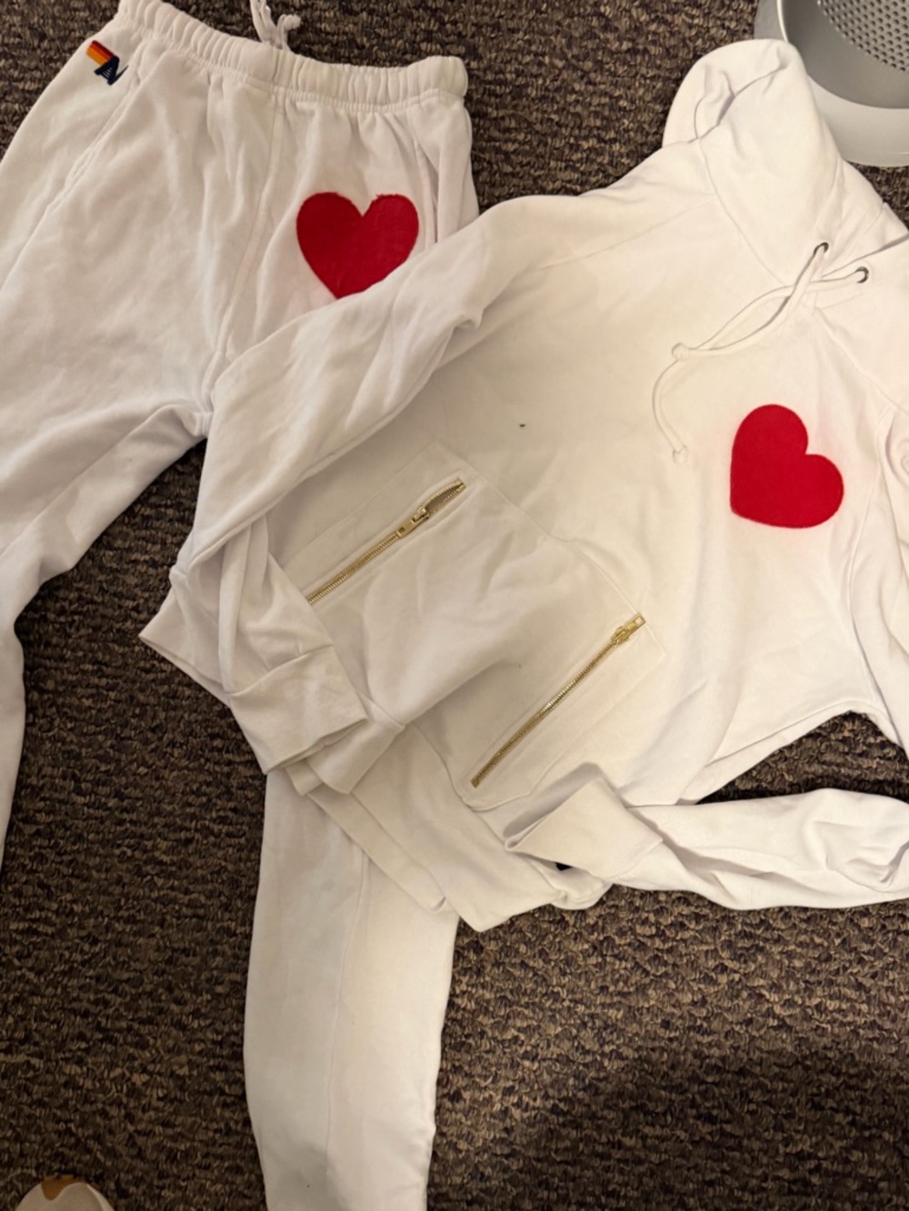Aviator nation White Hoodie with Red Patch Accent